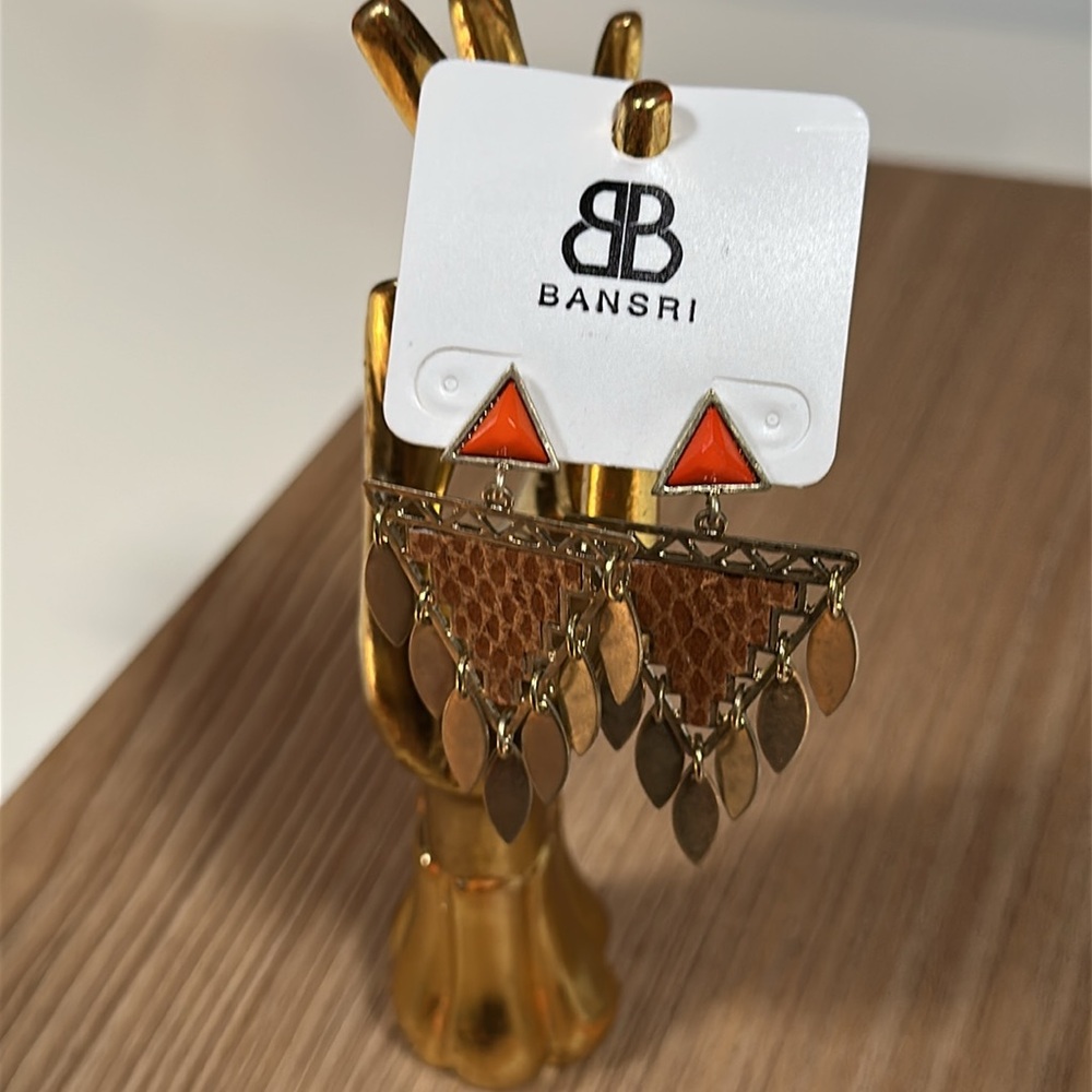 Bansri Orange and Gold Dangle Earrings